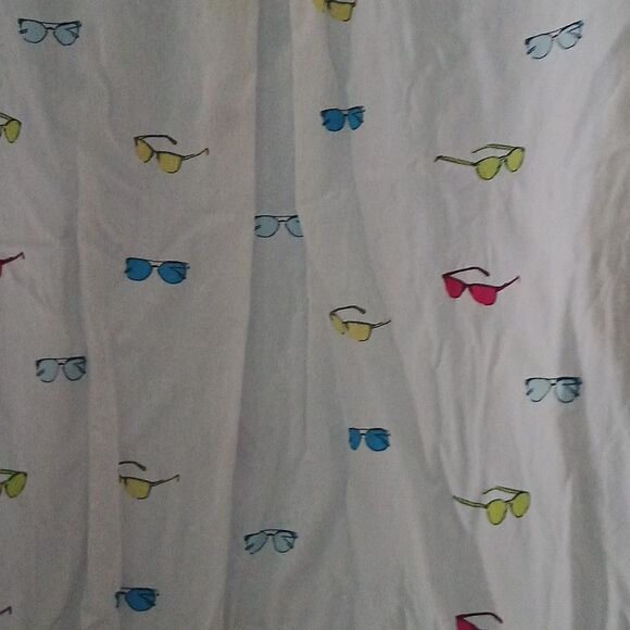 Jane and Delancey white multicolor sunglass print button down blouse Sz L - Picture 7 of 8